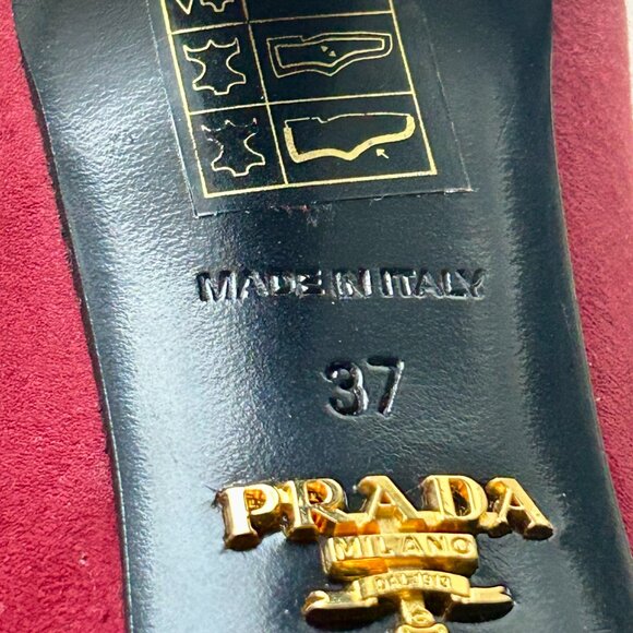 PRADA burgundy suede EU37/US7 pointy toe platform pumps - Picture 5 of 5